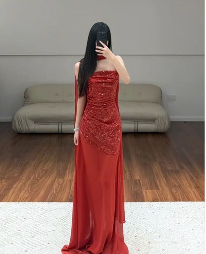 Robe de soirée longue sirène colorée à paillettes, tenue de remise de diplôme fg8362
