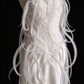 White Halter Satin Wedding Dress With Feather Embellishment & Deep V Back fg8986