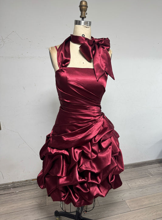 Halter Neck Burgundy Short Prom Party Dress Homecoming Dress  fg8750