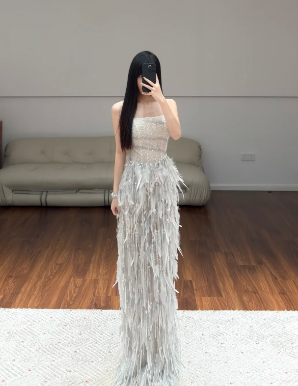 Buntes Meerjungfrau-Partykleid mit Pailletten und langen Abschlusskleidern fg8362