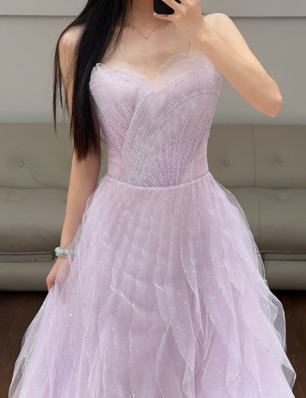 Lilac Tulle Prom Party Dress Evening Dress 19th Birthday Dress fg8617