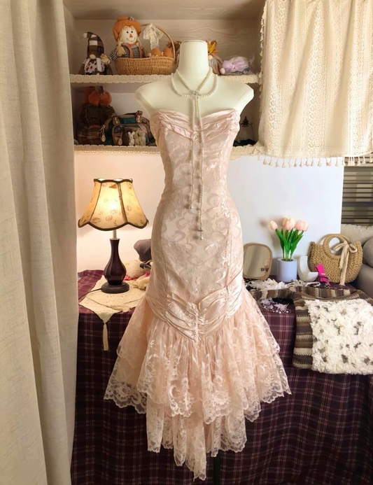 Robe de bal sirène rose en dentelle, tenue de soirée pour 17e anniversaire, fg8336