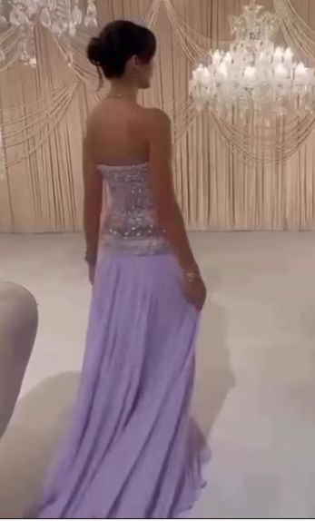Lila trägerloses langes Ballkleid Partykleid 20. Geburtstag Outfits fg8343