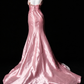 Spaghetti Strap Satin Mermaid Gown with 3D Floral & Rhinestone Embellishment fg8947