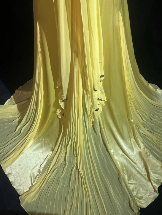 Classy Yellow Chiffon Prom Party Dress Beads Evening Gowns  fg8596