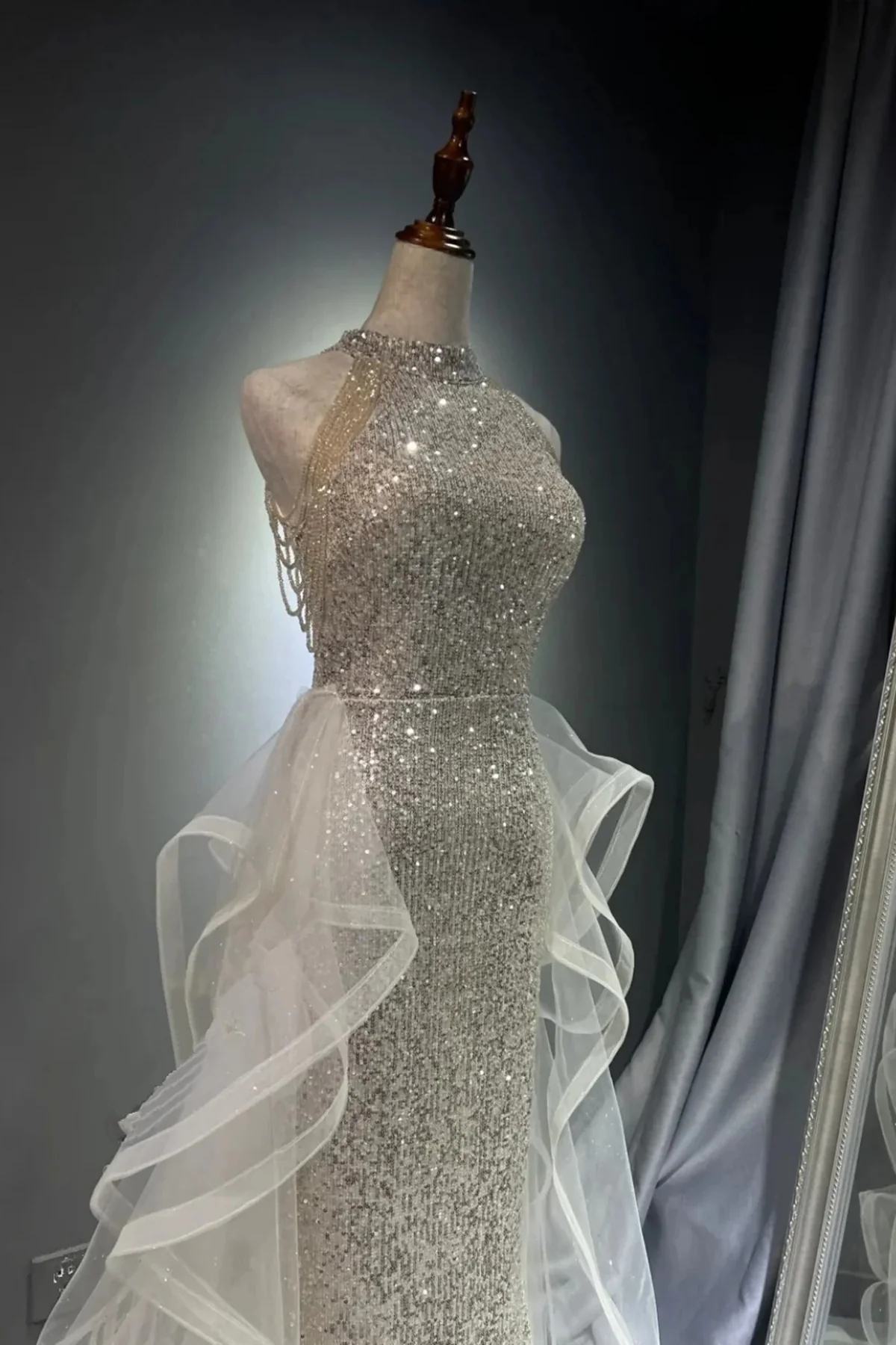 Robe de soirée longue sirène colorée à paillettes, tenue de remise de diplôme fg8362