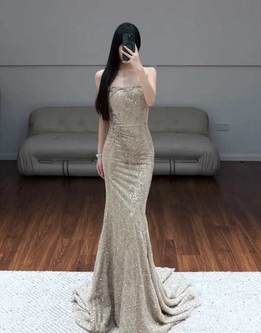Robe de soirée longue sirène colorée à paillettes, tenue de remise de diplôme fg8362