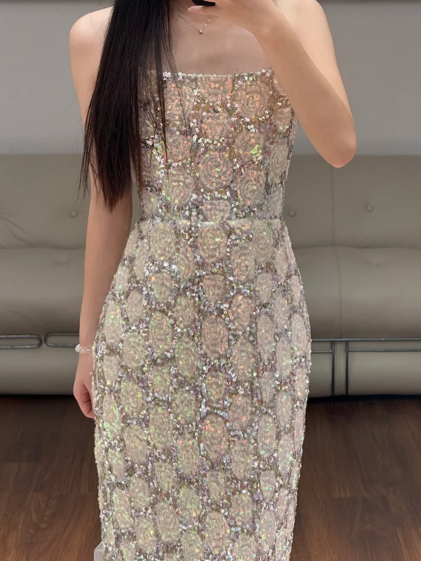 Robe de soirée longue sirène colorée à paillettes, tenue de remise de diplôme fg8362