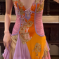 Retro Spaghetti Straps V Neck Chiffon Layered Appliques Long Party Dress Evening Dress fg8749