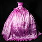 Strapless Shiny Organza Ball Gown with 3D Rose Flowers & Chain Details fg8950