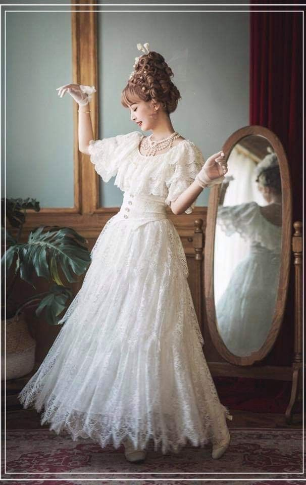 Robe de mariée trapèze à épaules dénudées et dentelle, robe princesse fg7295