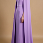 Lavender Deep V Neck Sheath Evening Gown With Cape Sleeves & Beaded Shoulder Embellishment fg8993