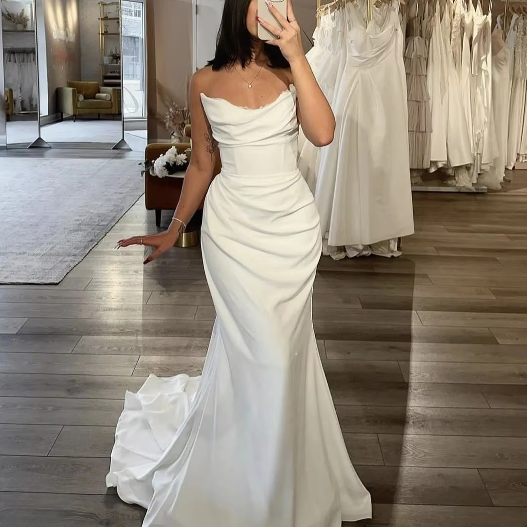 Women's Mermaid Bridal Gown Sweetheart Neckline Long Train Custom Made formalgowns Women's Mermaid Bridal Gown Sweetheart Neckline Long Train Custom Made formalgowns