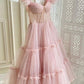 Cute A Line Pink Tulle Short Prom Dress, Pink Evening Party Dress    fg4899