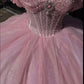 Glitter Pearls Pink Quinceanera Dresses Ball Gowns Sweet 15 16 Birthday Dress      fg4882