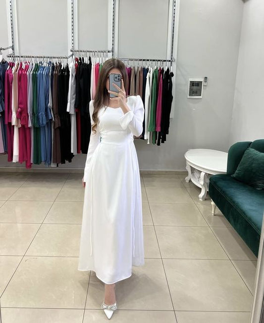 Robe de bal blanche, robe longue pour occasions spéciales fg4633