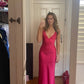 Sexy A line V neckline Sleeveless Party Dress Hot Pink Prom Dress     fg4609