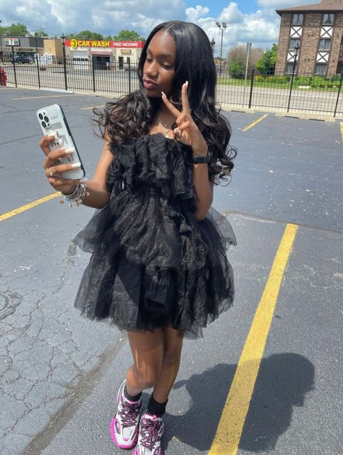 Elegant A line Straps Tulle Short Birthday Outfits Homecoming Dress main image 0