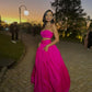 Hot Pink A-Line Long Prom Dress Two Piece Formal Evening Dress      fg5175