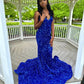 Royal Blue Sequin Long Mermaid Prom Dress      fg5141