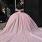 Glitter Pearls Pink Quinceanera Dresses Ball Gowns Sweet 15 16 Birthday Dress      fg4882