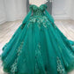 Princess Green Appliques Ball Gown Quinceanera Dress Sweetheart Off Shoulder Party Sweet 15 Party Dress    fg4538