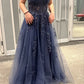 V-neck Sexy A-Line Evening Dresses applique Long Prom Dresses Wedding Guest Dress     fg4483