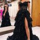 Tulle Appliques Off-the-Shoulder Ruffle Long Prom Dress       fg4747