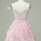 Princess Sweetheart Embroidered Layered Tulle Homecoming Dress       fg4838