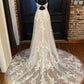 Lace Ivory V-neck Tulle A-line Wedding Dress     fg4673