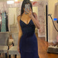Elegant Navy Blue Mermaid Prom Dress,Navy Blue Evening Gown        fg5039