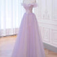 Purple Prom Dress, Off Shoulder Evening Dress,dream Party Dress,romantic Birthday Dress      fg4656