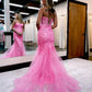 Cute Mermaid Sweetheart Lace Long Prom Dresses       fg4698