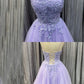 Princess Lavender Appliques Short A-line Homecoming Dress      fg4410