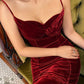 Beautiful Spaghetti Strap Evening Party Dress Velvet Prom Dresses       fg5038