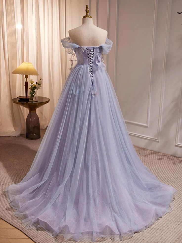 Off Shoulder Sweetheart Long Formal Dress, Tulle Prom Dress fg5025 ...