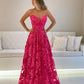 A line Strapless Hot Pink Long Prom Dress Formal Graduation Evening Dresses       fg4763