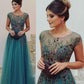 Charming A-line Floor-length Tulle Formal Prom Dresses,Beadings Appliques Evening Dresses      fg4786