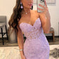 Purple Corset Sweetheart Long Lace Prom Dress with Slit      fg4660