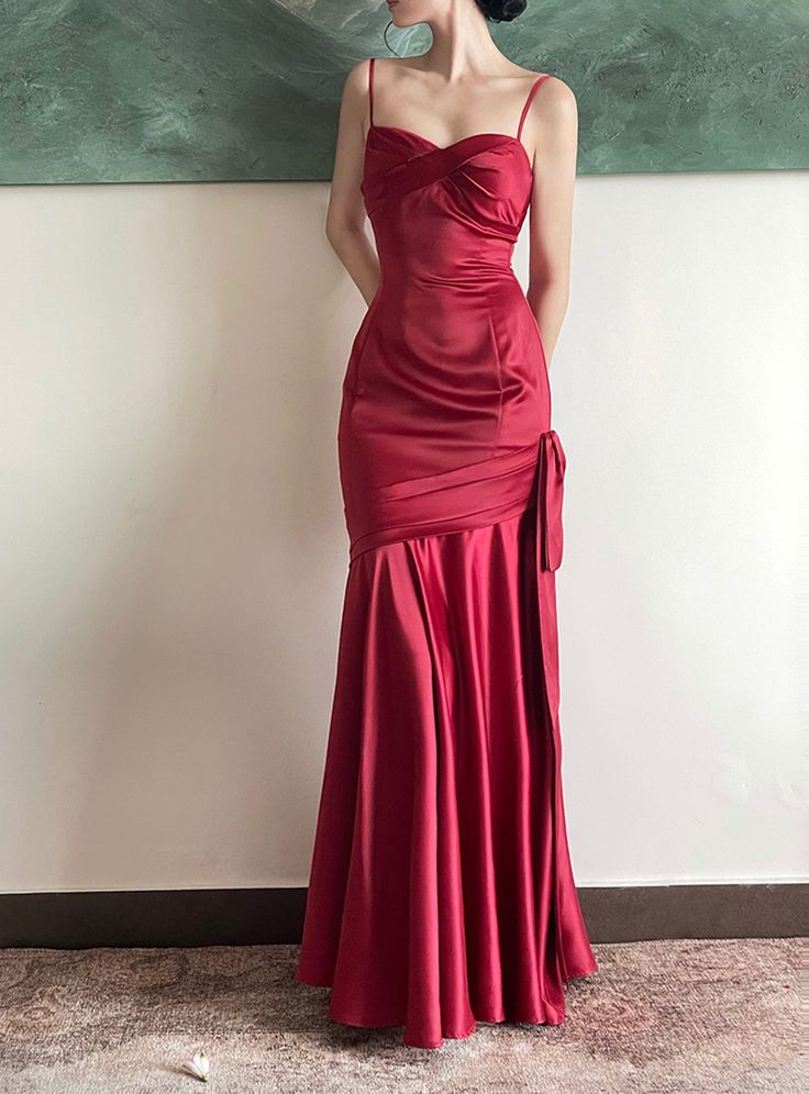 Burgundy Satin Sweetheart Straps Prom Dress, Burgundy Long Evening Dre formalgowns Burgundy Satin Sweetheart Straps Prom Dress, Burgundy Long Evening Dre formalgowns