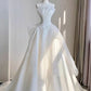 White Organza Strapless Pleats Sleeveless Wedding Dress      fg4911