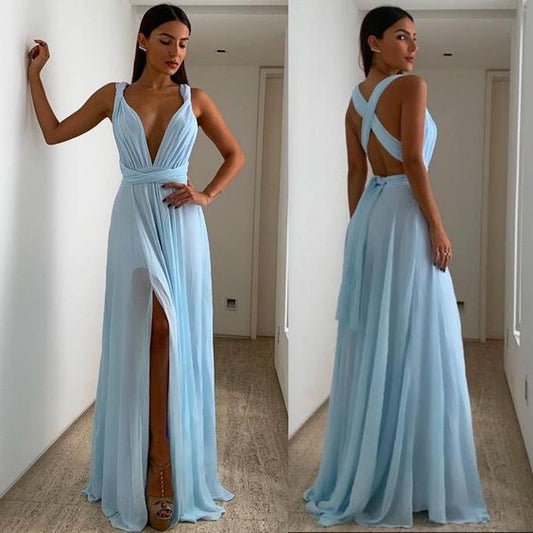 Blue Prom Dress,Long Evening Dress       fg4694