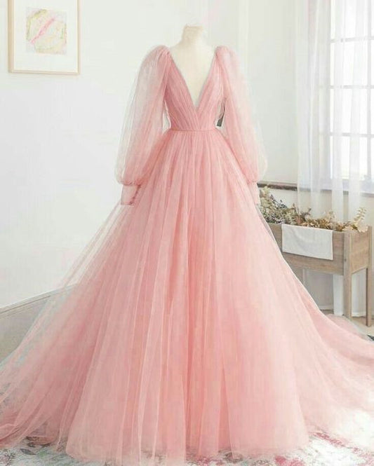 A-Line Prom Dresses Elegant Dress Pink Prom Gown     fg4617