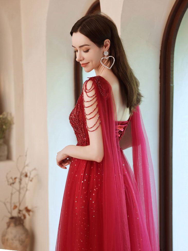 V Neck Tulle Lace Beads Long Prom Dress, Evening Dress fg5210 formalgowns V Neck Tulle Lace Beads Long Prom Dress, Evening Dress fg5210 formalgowns