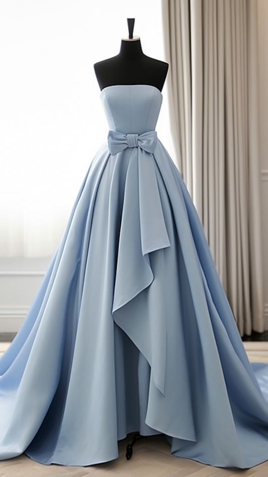 Simple A-Line Satin Blue Long Prom Dress, Blue Long Evening Dress     fg5246
