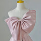 Pink Satin Bow Gown Long Formal Dress      fg4858