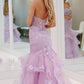 Lace Applique Ruffle Beaded Mermaid Prom Dress      fg5133