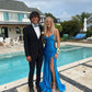 Elegant Blue V Neck Prom Dress With Split,Blue Formal Dress      fg4529