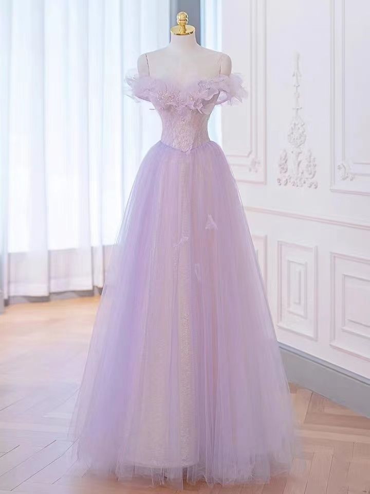 Purple Prom Dress, Off Shoulder Evening Dress,dream Party Dress,romant   formalgowns