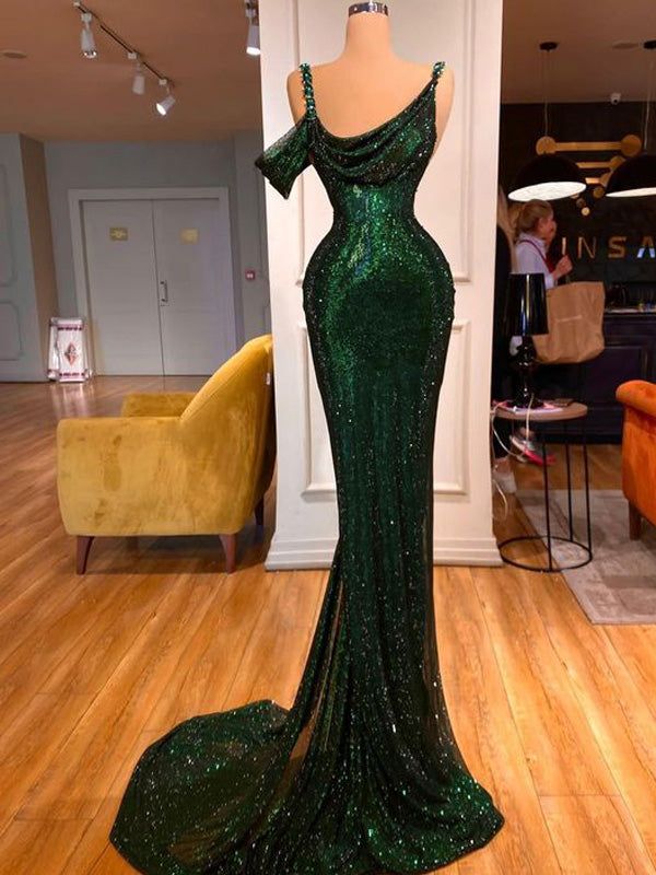 Sexy Green Mermaid Spaghetti Straps Maxi Long Prom Dresses fg5121 formalgowns Sexy Green Mermaid Spaghetti Straps Maxi Long Prom Dresses fg5121 formalgowns